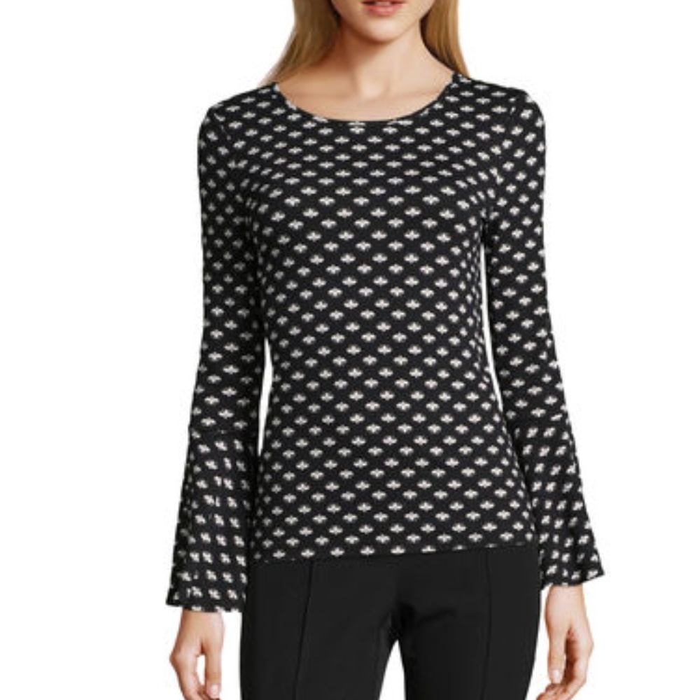 Adrianna Papell Printed Knit Bell Sleeve Top - Picture 1 of 7